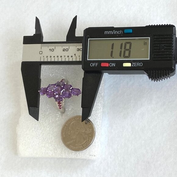 Sterling Silver 925 STS Multi Gemstone Amethyst & Garnet Statement Ring Sz 9 - Picture 13 of 16
